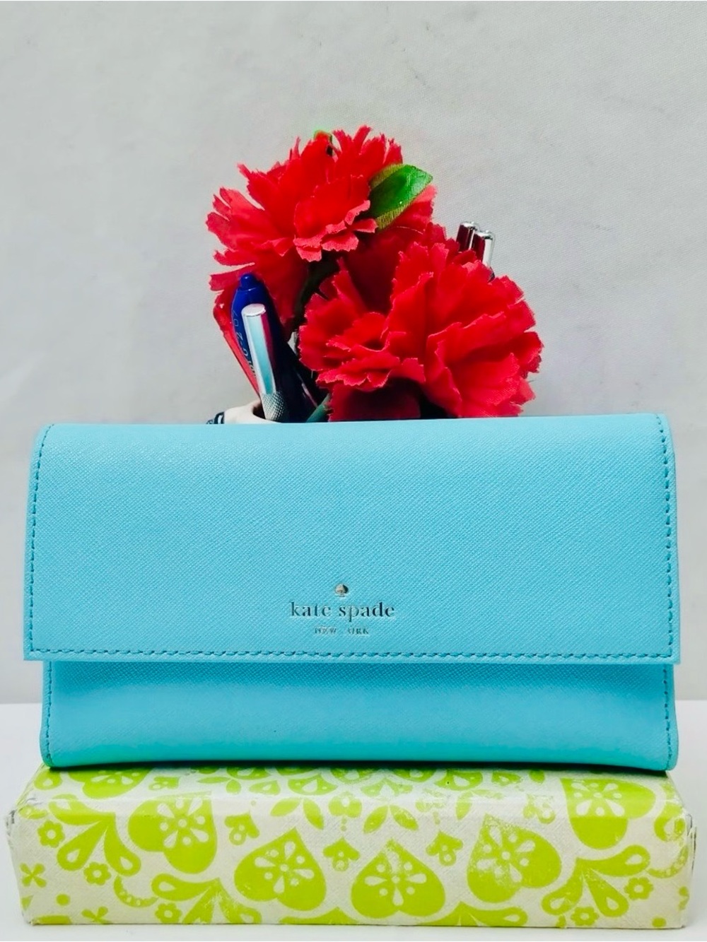 kate spade Tiffany Blue Saffiano Leather Wallet